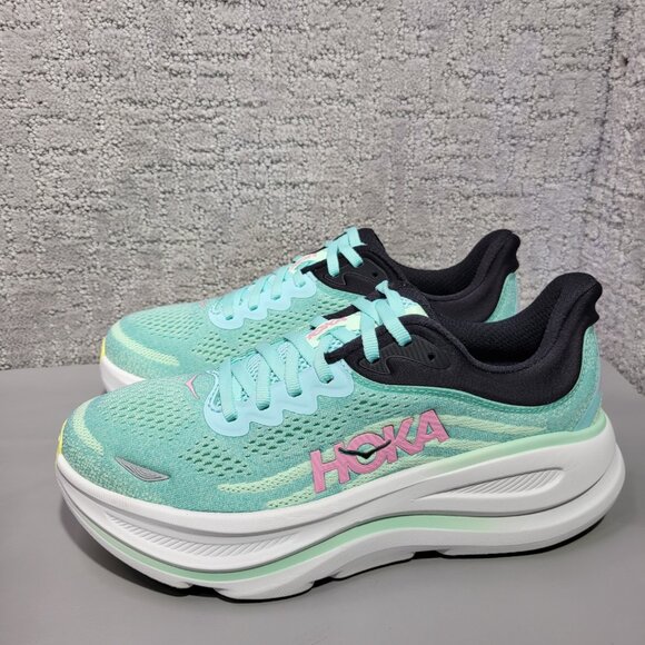Hoka One One Shoes - Hoka One One Bondi 9 Womens Size US 7.5B Blue Spark/Mint Fluorite Running Shoes